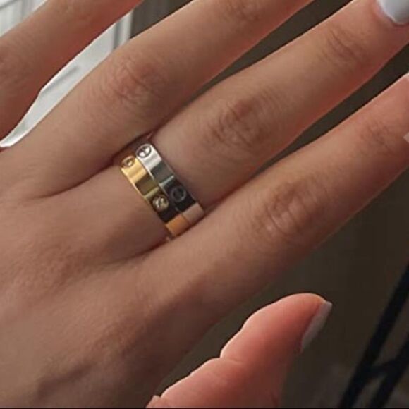 NEW GOLD OR SILVER DIAMOND LOVE RING THIN STYLE LOVE RING - Picture 5 of 8